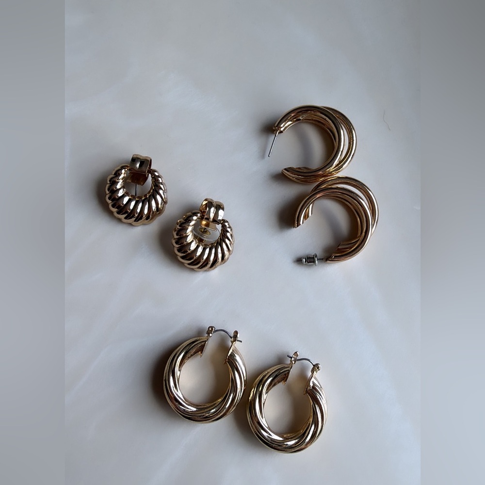 Bundle of gold earrings set